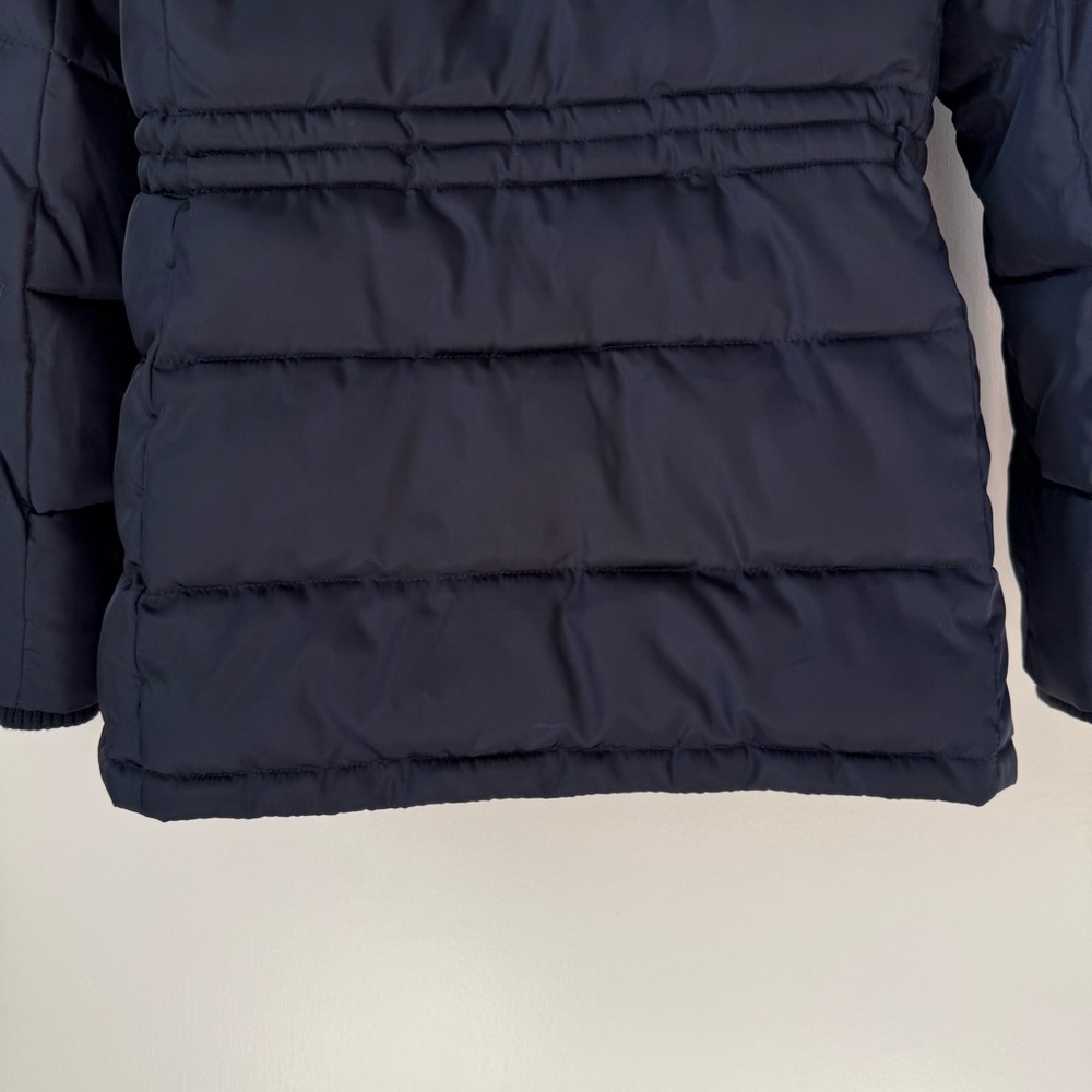 Chevron Colorblock Puffer Jacket with Faux Fur Trim Hood - Picture 10 of 15